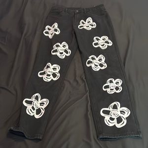 Fashionable baggy flower jeans Men size 34